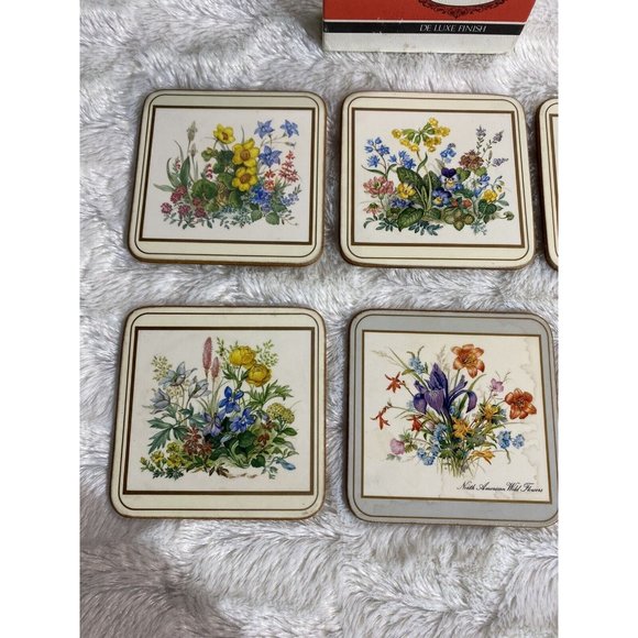 PIMPERNEL Deluxe Square Coaster Set ~ North America Wild Flowers (6) ENGLAND - Picture 2 of 8
